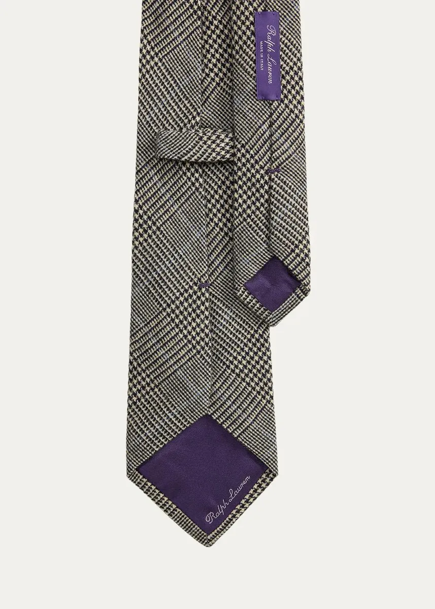 Ralph Lauren Purple Label Men's Glen Plaid Wool-Silk-Cashmere Tie | Thumbnail 2 Ralph Lauren Purple Label Men's Glen Plaid Wool-Silk-Cashmere Tie | Thumbnail 2