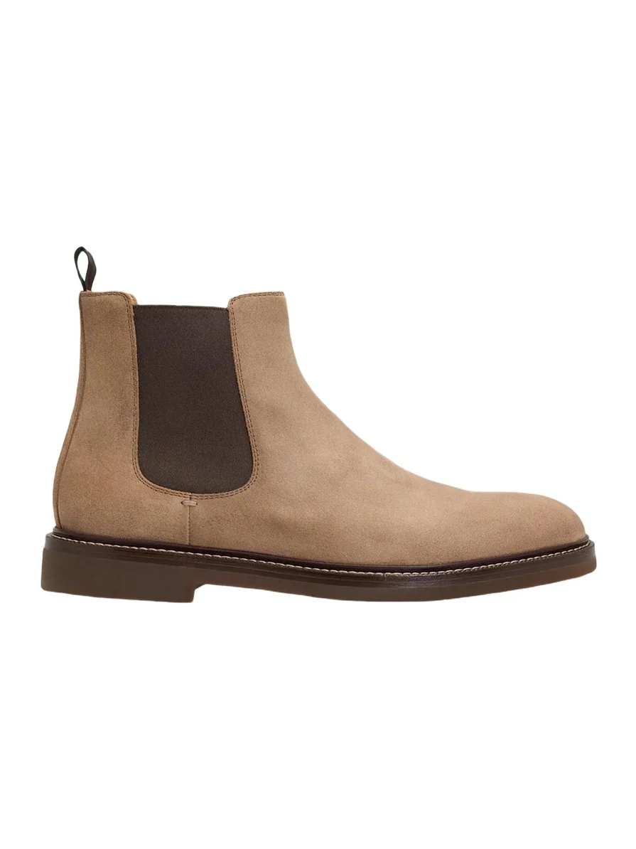 Brunello Cucinelli Men's Suede Rubber-Sole Chelsea Boots
