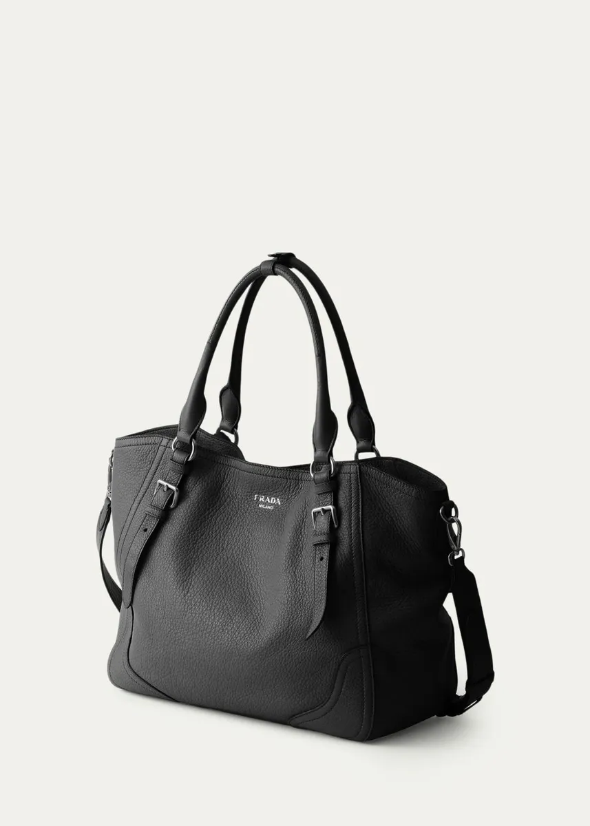 Prada Cervo Large Grain Leather Tote Bag | Thumbnail 2