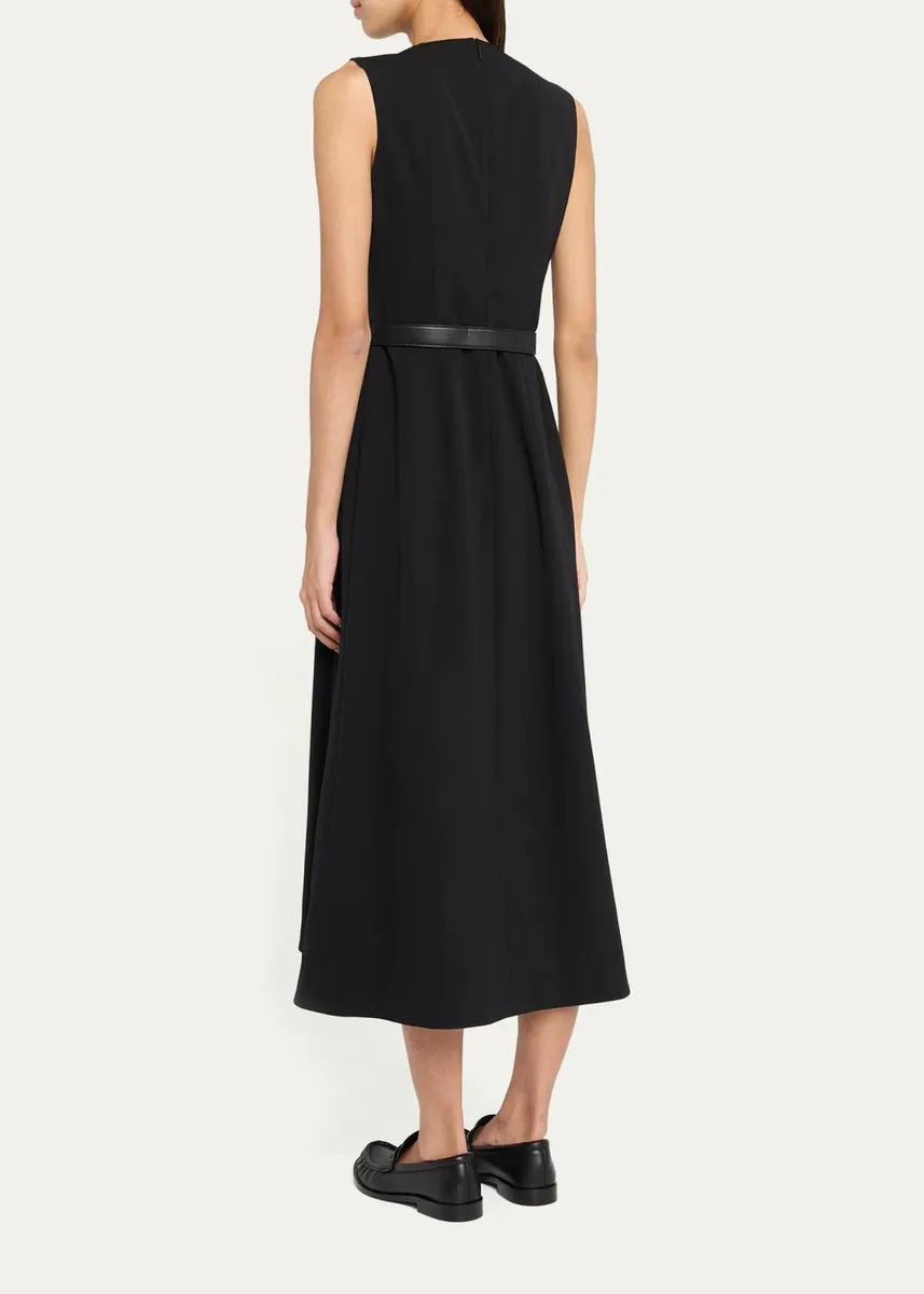 Burberry Amelia Sleeveless Belted Wool Twill Midi Dress | Thumbnail 3 Burberry Amelia Sleeveless Belted Wool Twill Midi Dress | Thumbnail 3