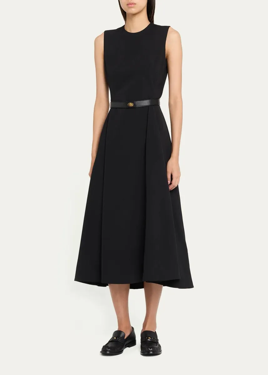 Burberry Amelia Sleeveless Belted Wool Twill Midi Dress | Thumbnail 4 Burberry Amelia Sleeveless Belted Wool Twill Midi Dress | Thumbnail 4