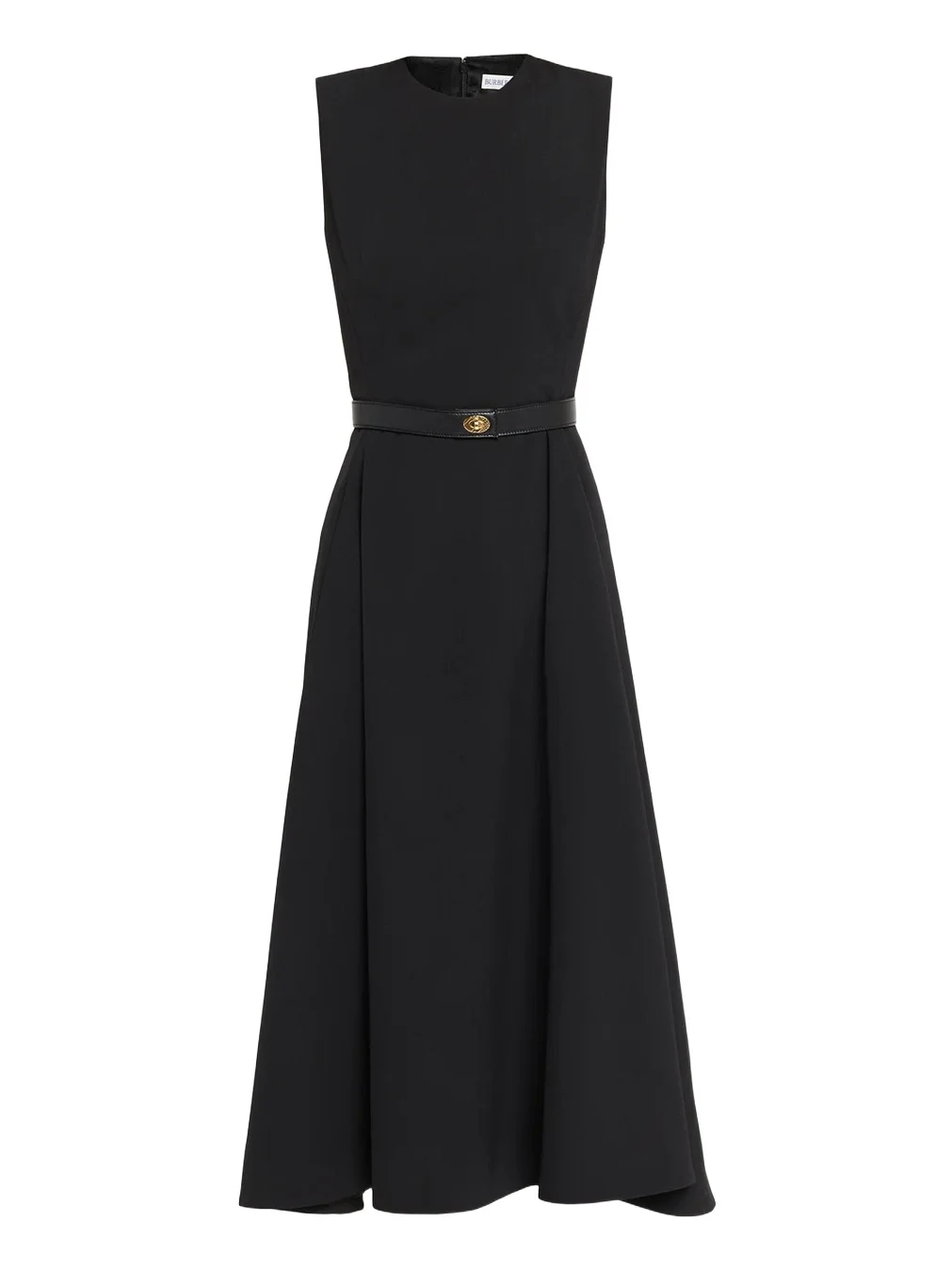 Burberry Amelia Sleeveless Belted Wool Twill Midi Dress