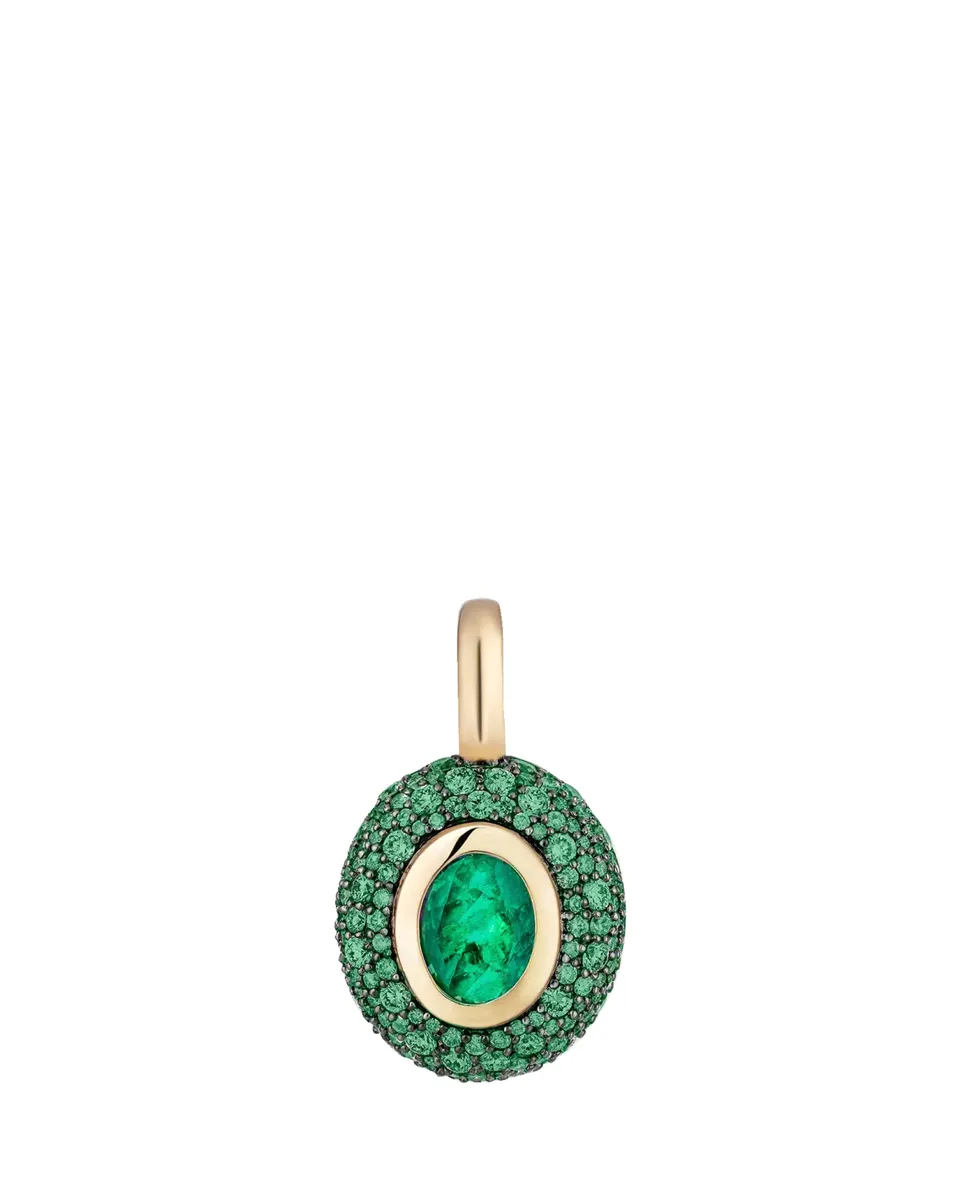 Mason and Books 14K Floret Medium Oval Pendant with Emeralds | Thumbnail 2 Mason and Books 14K Floret Medium Oval Pendant with Emeralds | Thumbnail 2