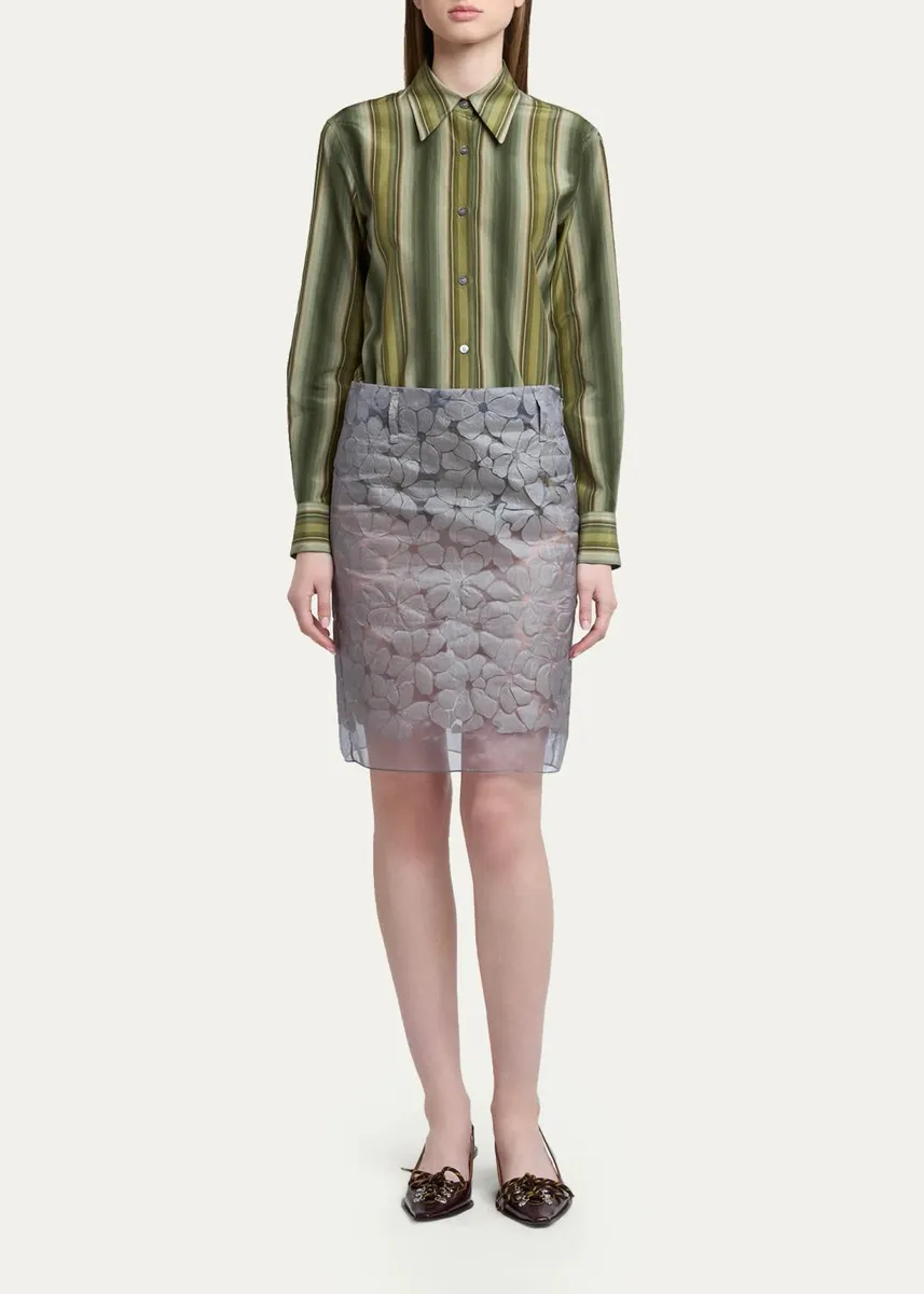 Marni Floral Semi-Sheer Knee-Length Skirt | Thumbnail 2 Marni Floral Semi-Sheer Knee-Length Skirt | Thumbnail 2