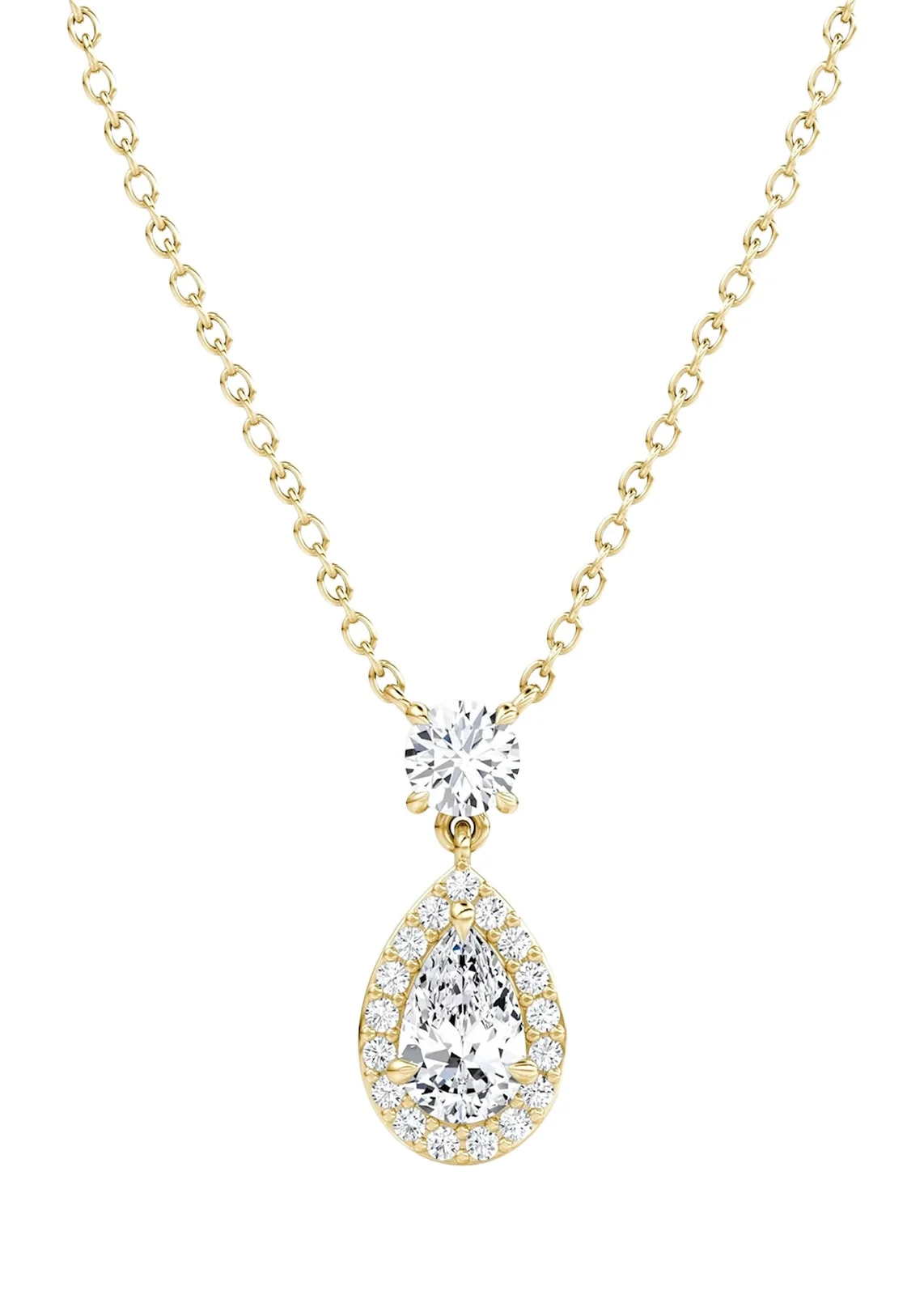 VRAI 14K Yellow Gold Lab-Grown Diamond Single Pear Pendant Necklace
