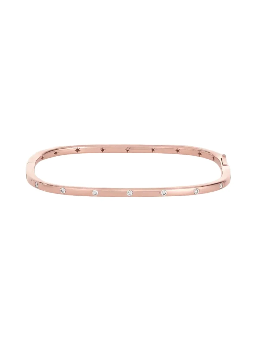 18K Rose Gold Core Stacking Bangle with Diamonds 18K Rose Gold Core Stacking Bangle with Diamonds
