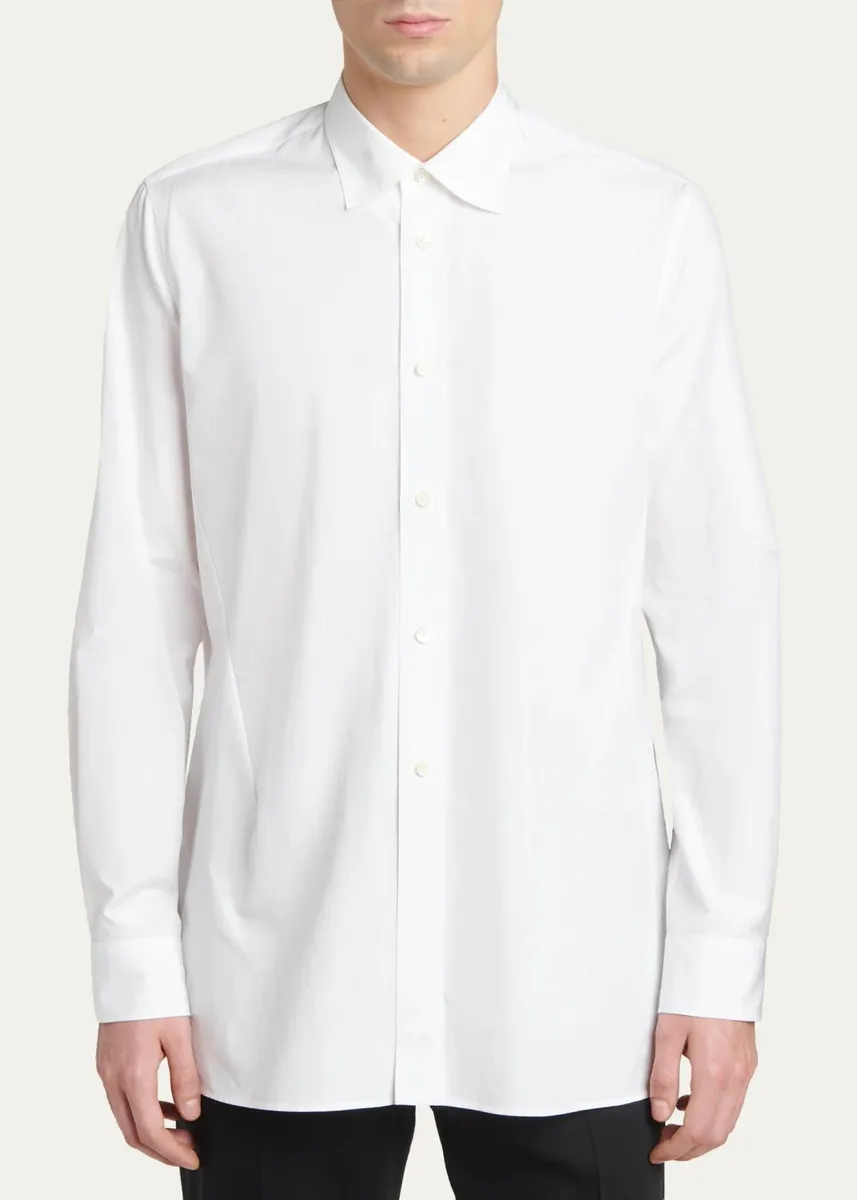 Jil Sander Men's Cotton Relaxed Fit Button-Front Shirt | Thumbnail 4