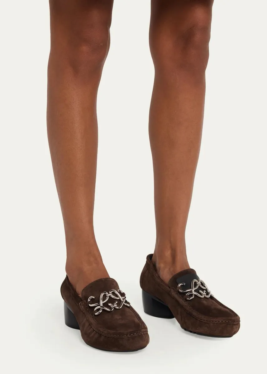 Loewe Oval Double L Suede Loafers | Thumbnail 2 Loewe Oval Double L Suede Loafers | Thumbnail 2