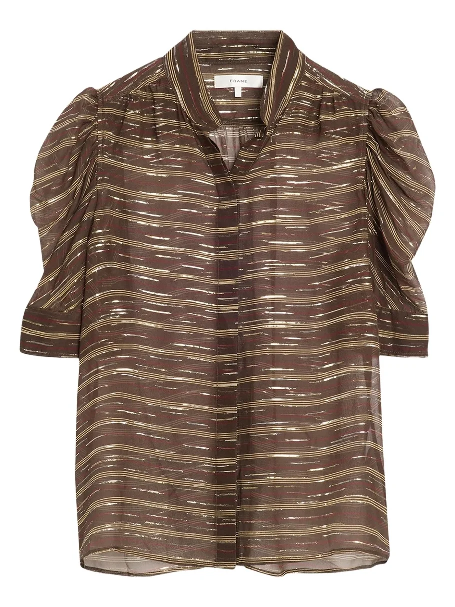 Frame The Gillian Striped Silk-Blend Top