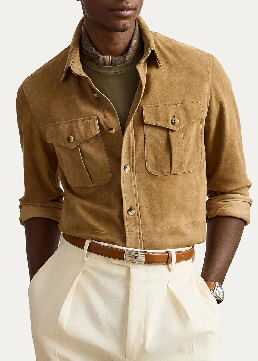 Ralph Lauren Purple Label Men's Suede Overshirt | Thumbnail 4 Ralph Lauren Purple Label Men's Suede Overshirt | Thumbnail 4