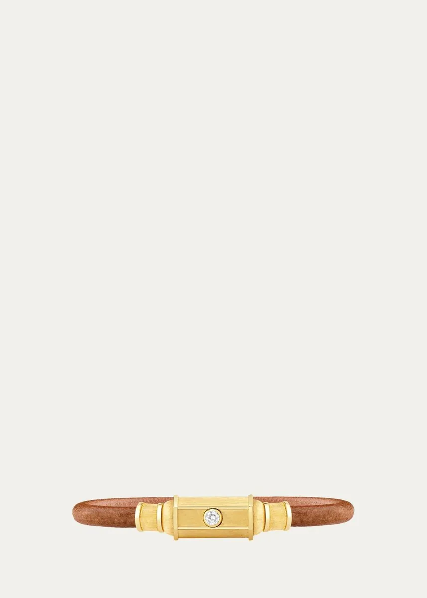 Marie Lichtenberg Lasso 18K Yellow Gold, 0.11 TCW Diamond & Leather Bracelet | Thumbnail 3 Marie Lichtenberg Lasso 18K Yellow Gold, 0.11 TCW Diamond & Leather Bracelet | Thumbnail 3