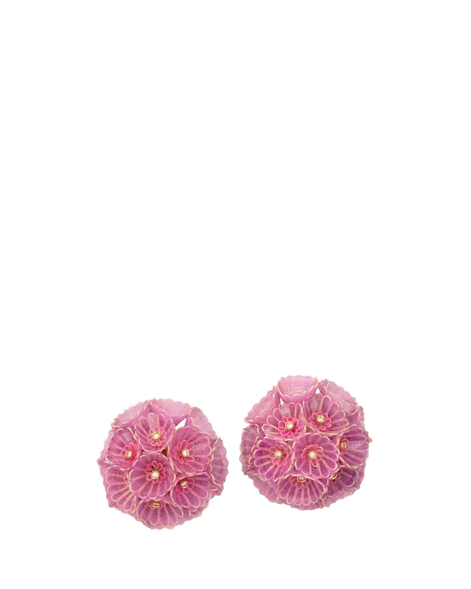 Silvia Furmanovich 18K Pink and Lilac Horsehair Earrings with Diamonds | Thumbnail 2 Silvia Furmanovich 18K Pink and Lilac Horsehair Earrings with Diamonds | Thumbnail 2