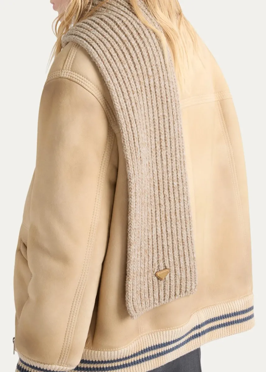Prada Rib Knit Cashmere-Wool Scarf | Thumbnail 3