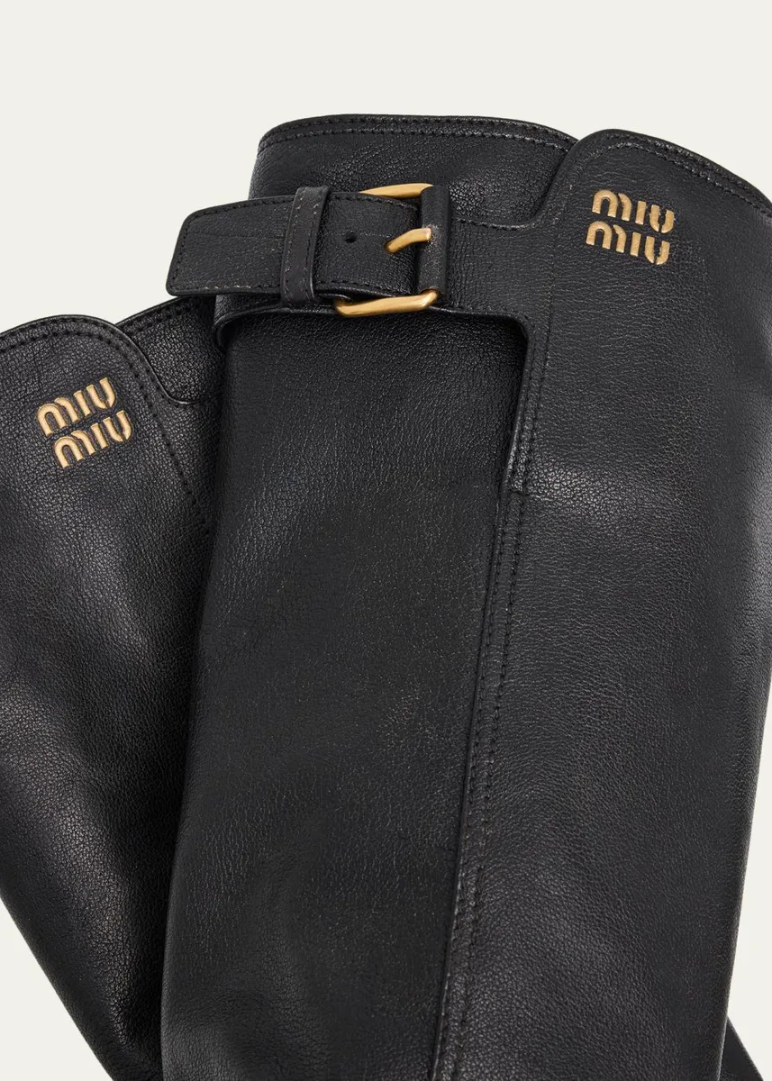 Miu Miu 55mm Leather Knee-High Lug-Sole Boots | Thumbnail 5 Miu Miu 55mm Leather Knee-High Lug-Sole Boots | Thumbnail 5