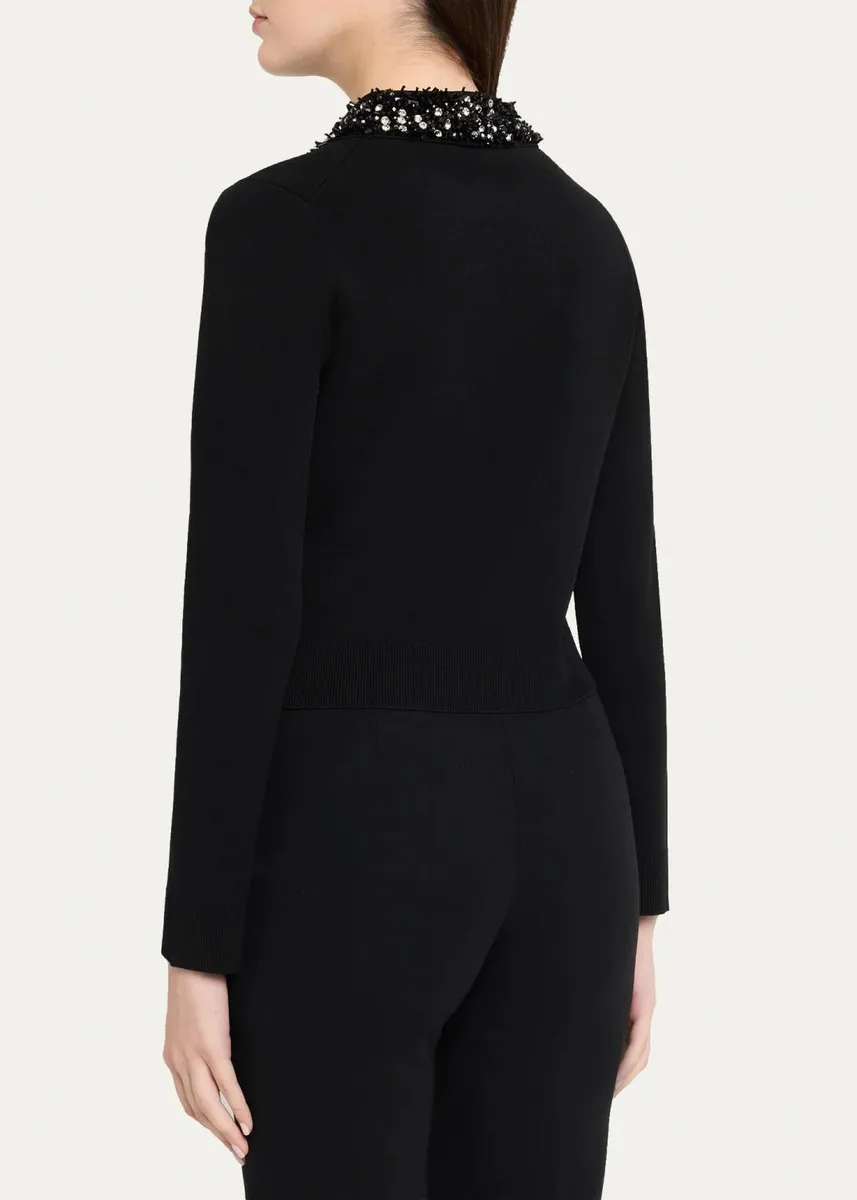 Simkhai Trae Embellished-Collar Crop Cardigan | Thumbnail 3