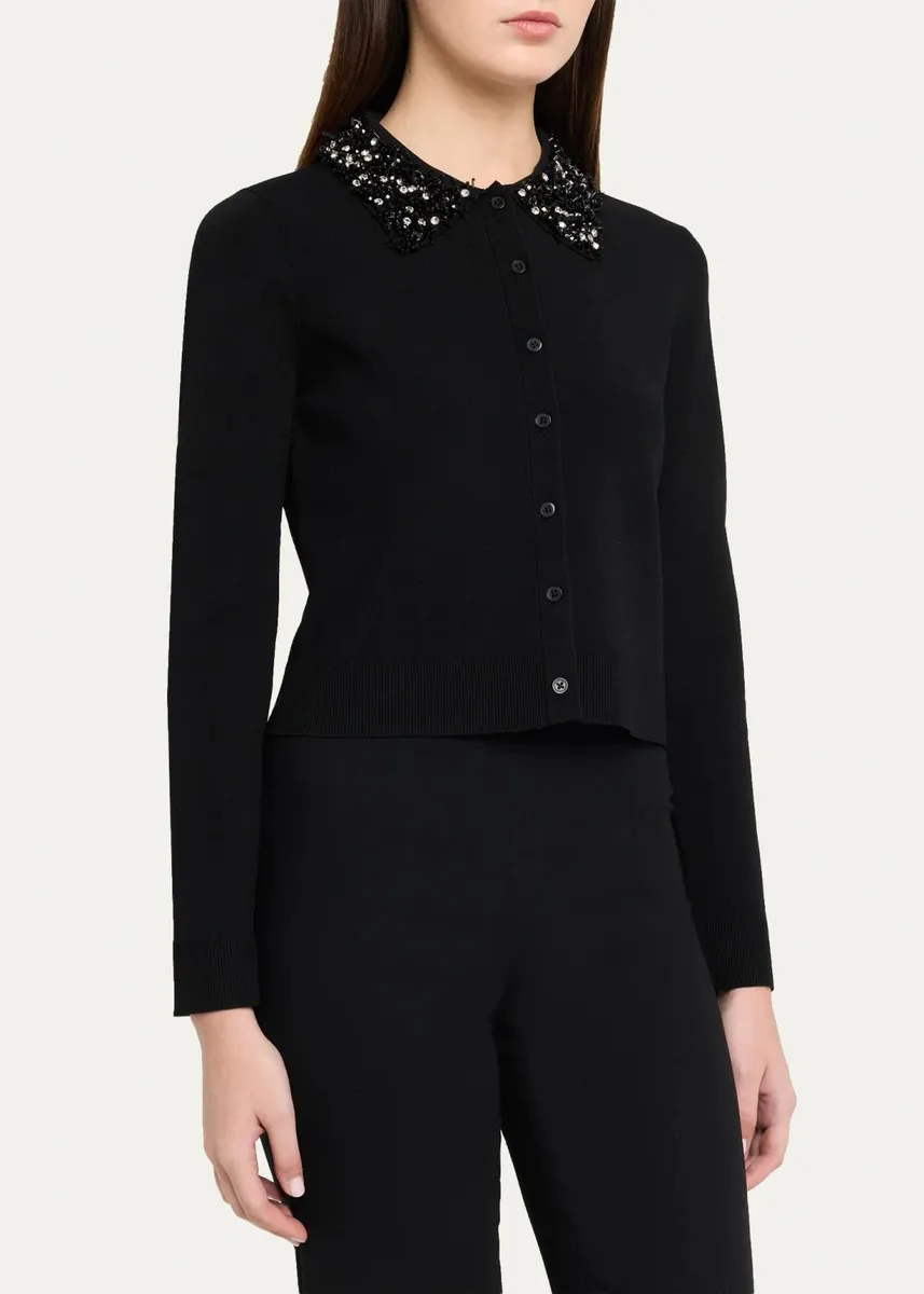 Simkhai Trae Embellished-Collar Crop Cardigan | Thumbnail 4