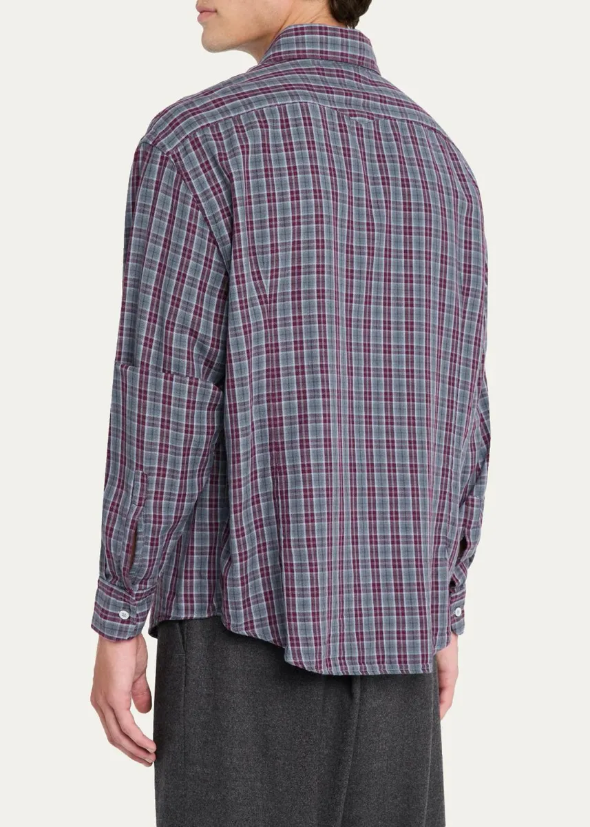 Massimo Alba Men's Plaid Cotton Button-Front Shirt | Thumbnail 3