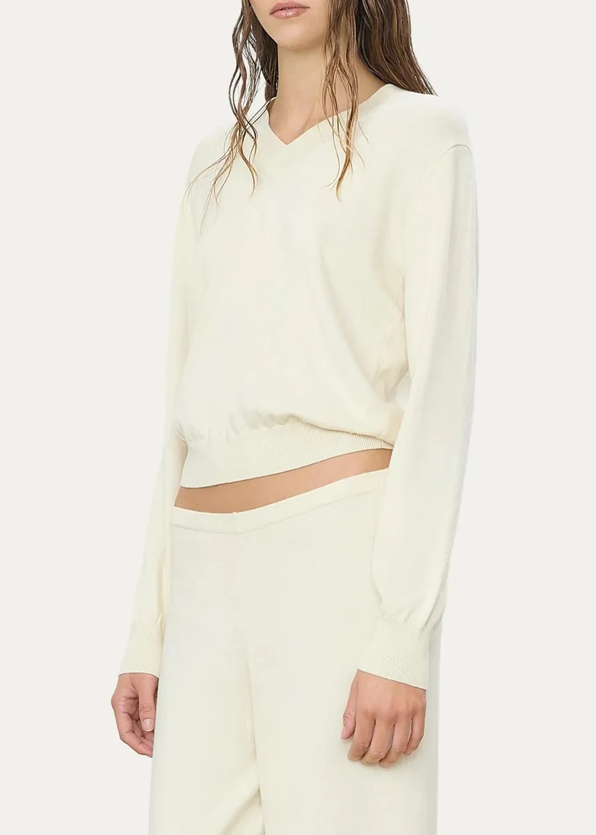 ÉTERNE Lennox Cotton-Cashmere V-Neck Sweater | Thumbnail 4
