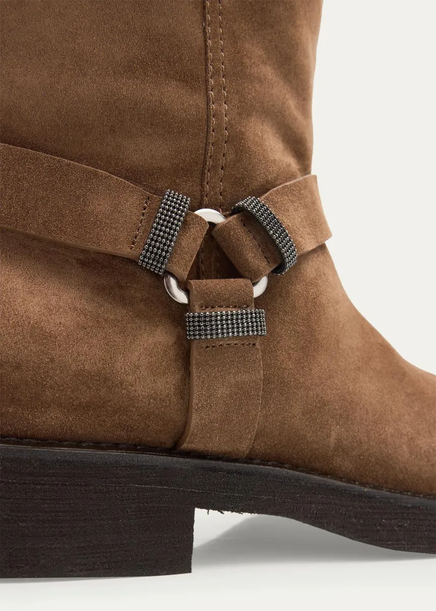 Brunello Cucinelli Monili Suede Knee-High Riding Boots | Thumbnail 5 Brunello Cucinelli Monili Suede Knee-High Riding Boots | Thumbnail 5