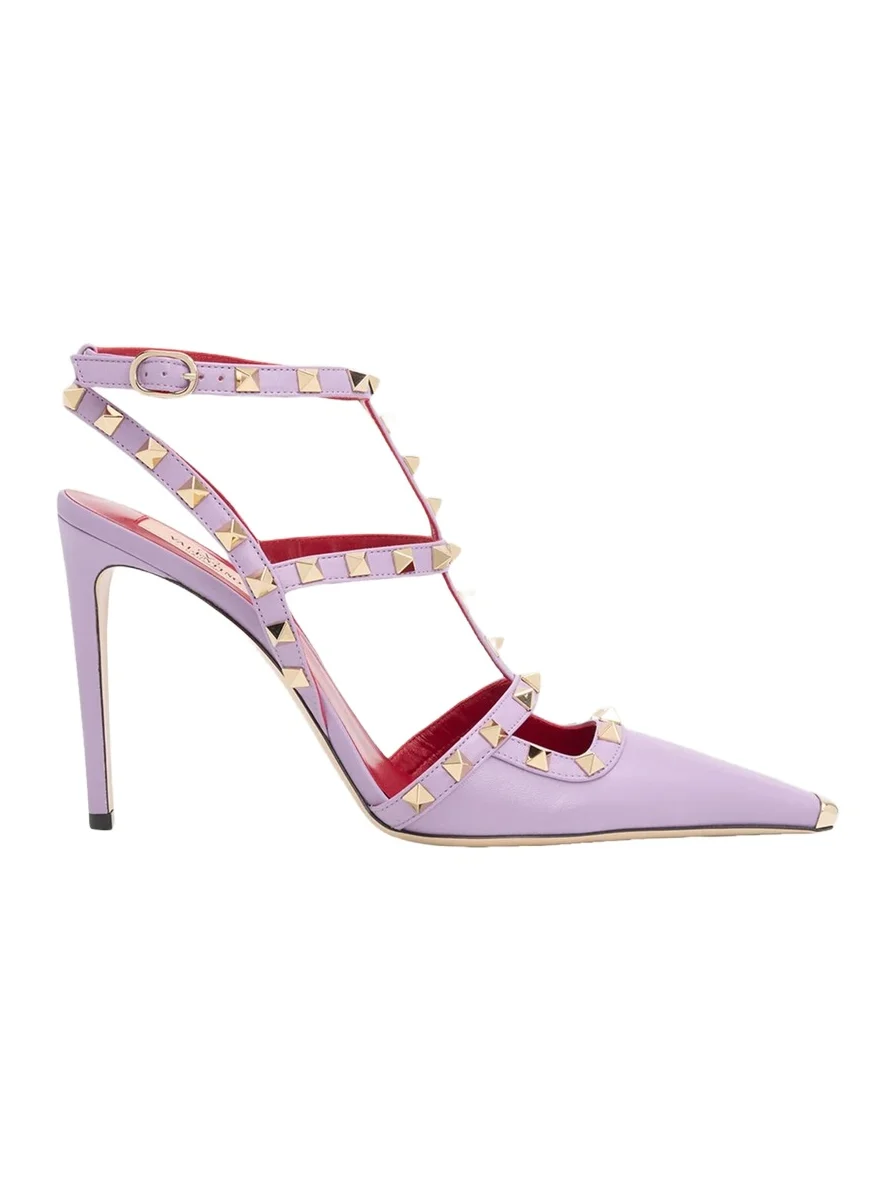 Valentino Garavani 125th 100mm Rockstud Leather Ankle-Strap Pumps