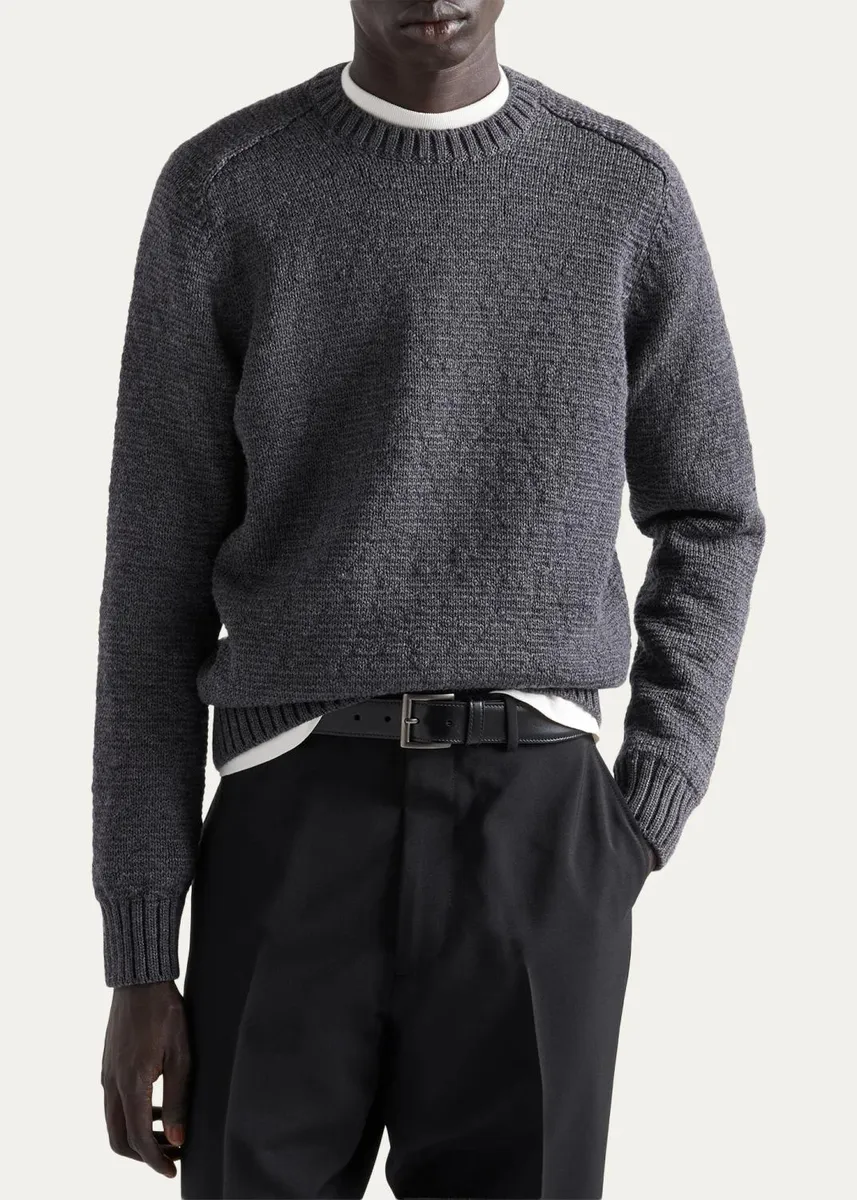 Prada Men's Wool Crewneck Sweater | Thumbnail 4 Prada Men's Wool Crewneck Sweater | Thumbnail 4