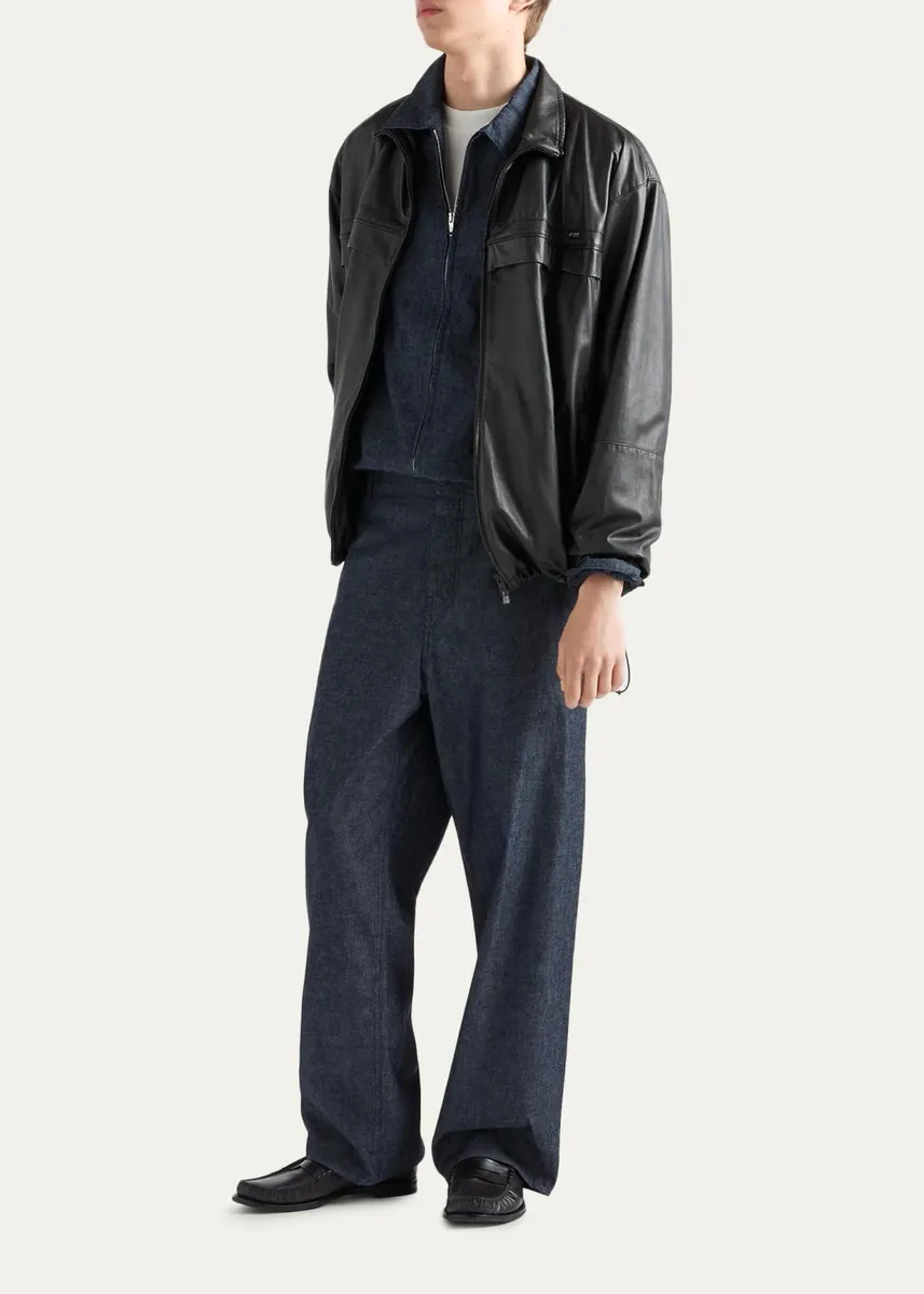 Prada Men's Washed Chambray Pants | Thumbnail 2 Prada Men's Washed Chambray Pants | Thumbnail 2