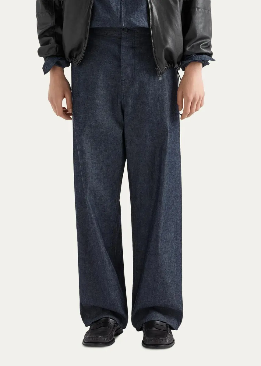 Prada Men's Washed Chambray Pants | Thumbnail 4 Prada Men's Washed Chambray Pants | Thumbnail 4