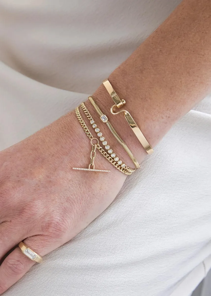 Zoë Chicco 14K Diamond Bezel Tennis Segment Small Curb Chain Bracelet | Thumbnail 2