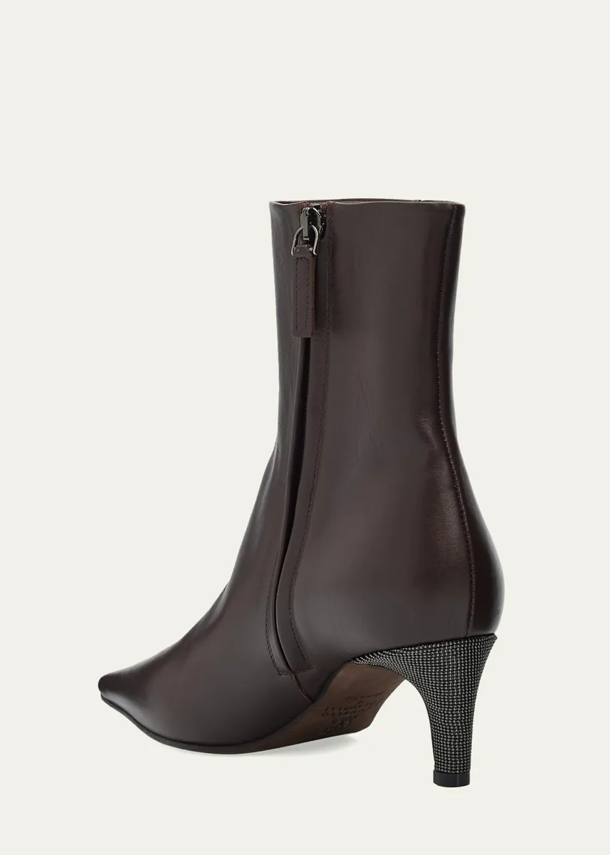 Brunello Cucinelli 55mm Monili Heel Leather Ankle Booties | Thumbnail 2