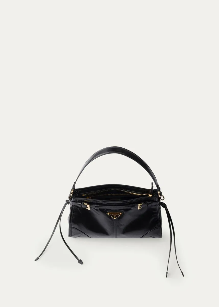 Prada Bonnie Belted Glossy Leather Top-Handle Bag | Thumbnail 3 Prada Bonnie Belted Glossy Leather Top-Handle Bag | Thumbnail 3