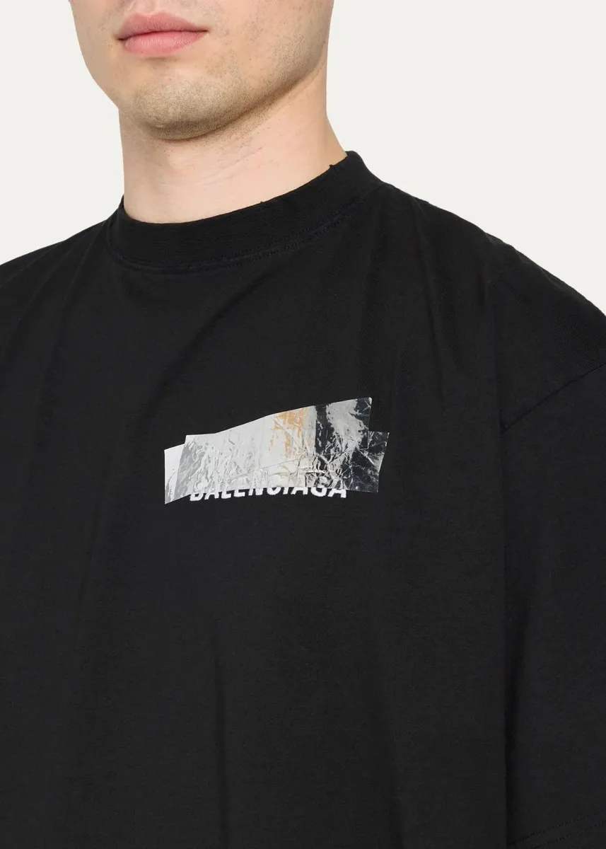Balenciaga Men's Oversized Tape Logo T-Shirt | Thumbnail 5 Balenciaga Men's Oversized Tape Logo T-Shirt | Thumbnail 5