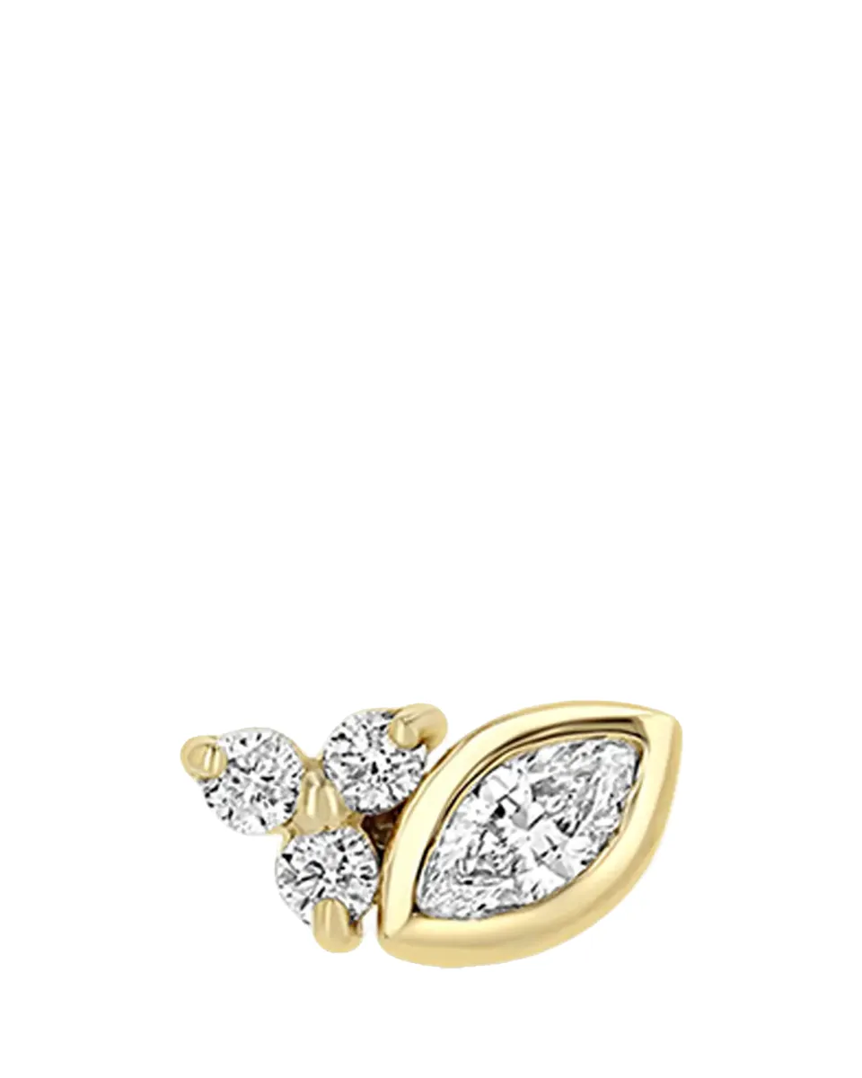 Zoë Chicco 14K Diamond Bezel-Set Marquise Stud Earring, Single (Left) | Thumbnail 2 Zoë Chicco 14K Diamond Bezel-Set Marquise Stud Earring, Single (Left) | Thumbnail 2