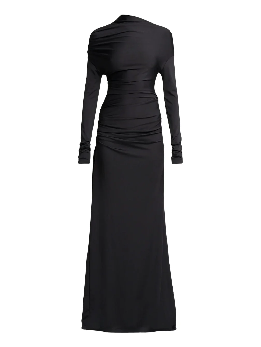 Victoria Beckham Draped Long-Sleeve Column Gown