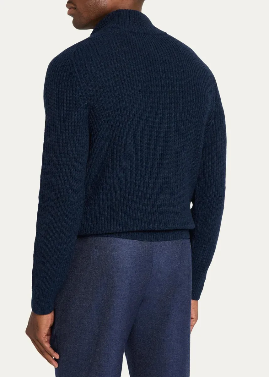 Iris Von Arnim Men's Cashmere Melange Half-Zip Sweater | Thumbnail 3 Iris Von Arnim Men's Cashmere Melange Half-Zip Sweater | Thumbnail 3