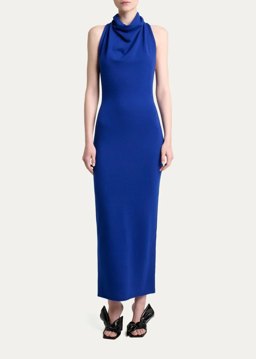 Givenchy Draped Halter Wool Knit Maxi Dress | Thumbnail 2