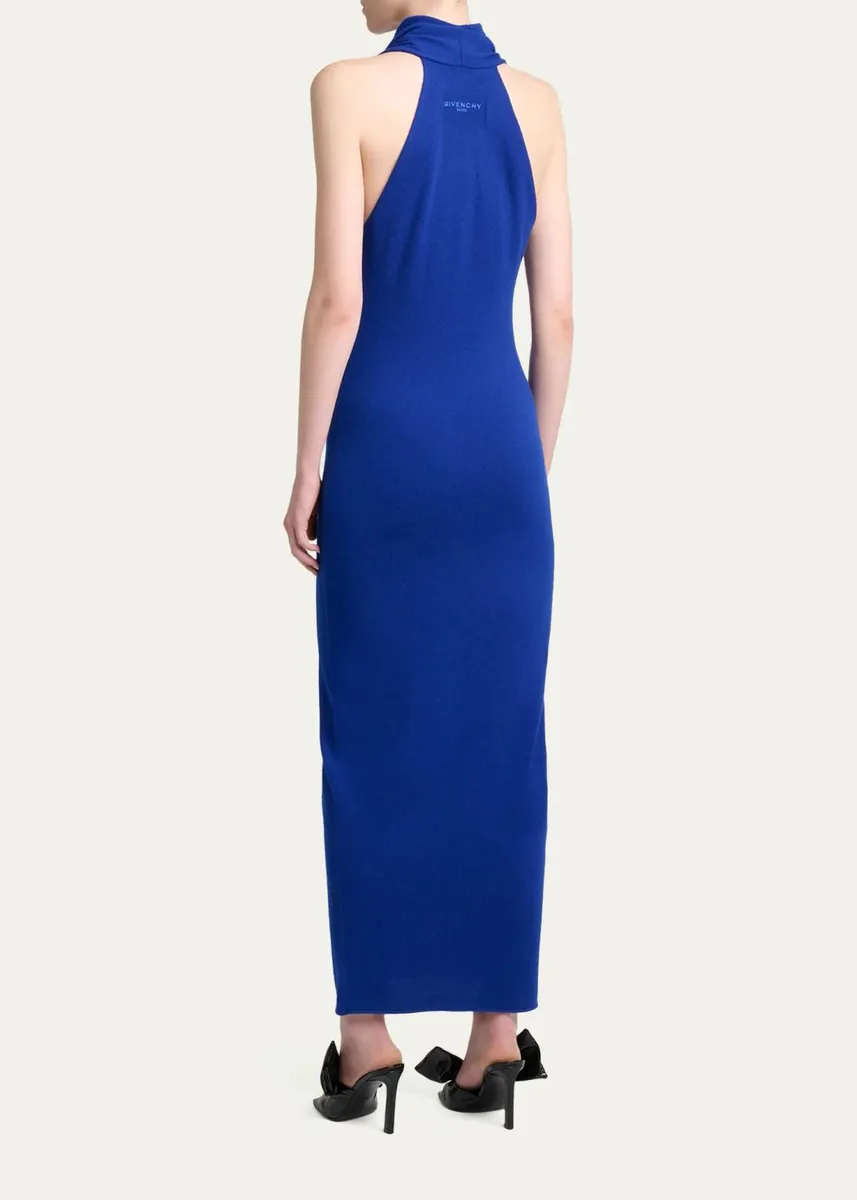 Givenchy Draped Halter Wool Knit Maxi Dress | Thumbnail 3