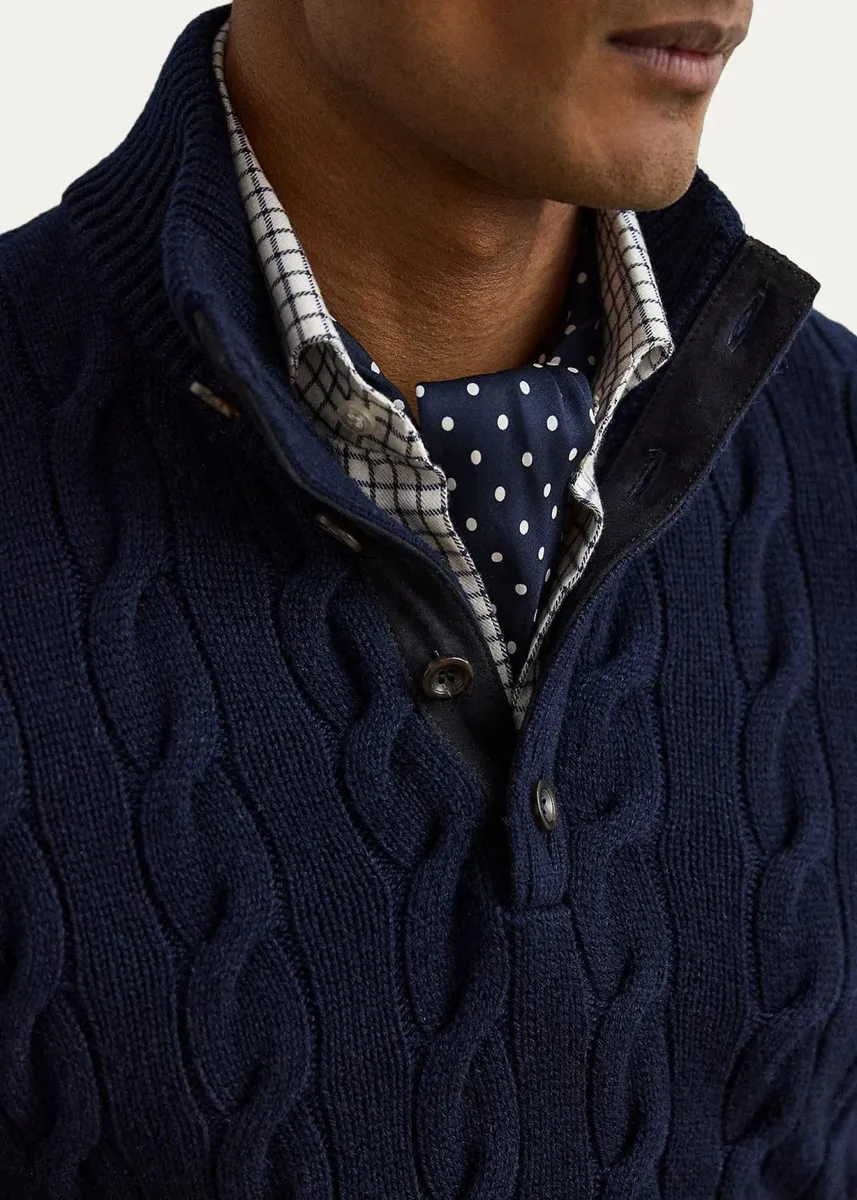 Ralph Lauren Purple Label Men's Cable-Knit Cashmere Mockneck Sweater | Thumbnail 5 Ralph Lauren Purple Label Men's Cable-Knit Cashmere Mockneck Sweater | Thumbnail 5