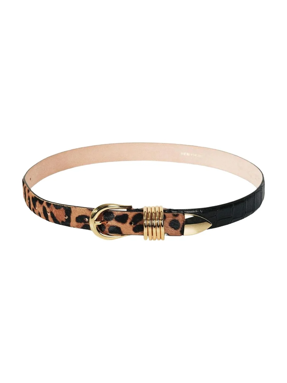 Hollyhock Zebra-Print Calf Hair Belt