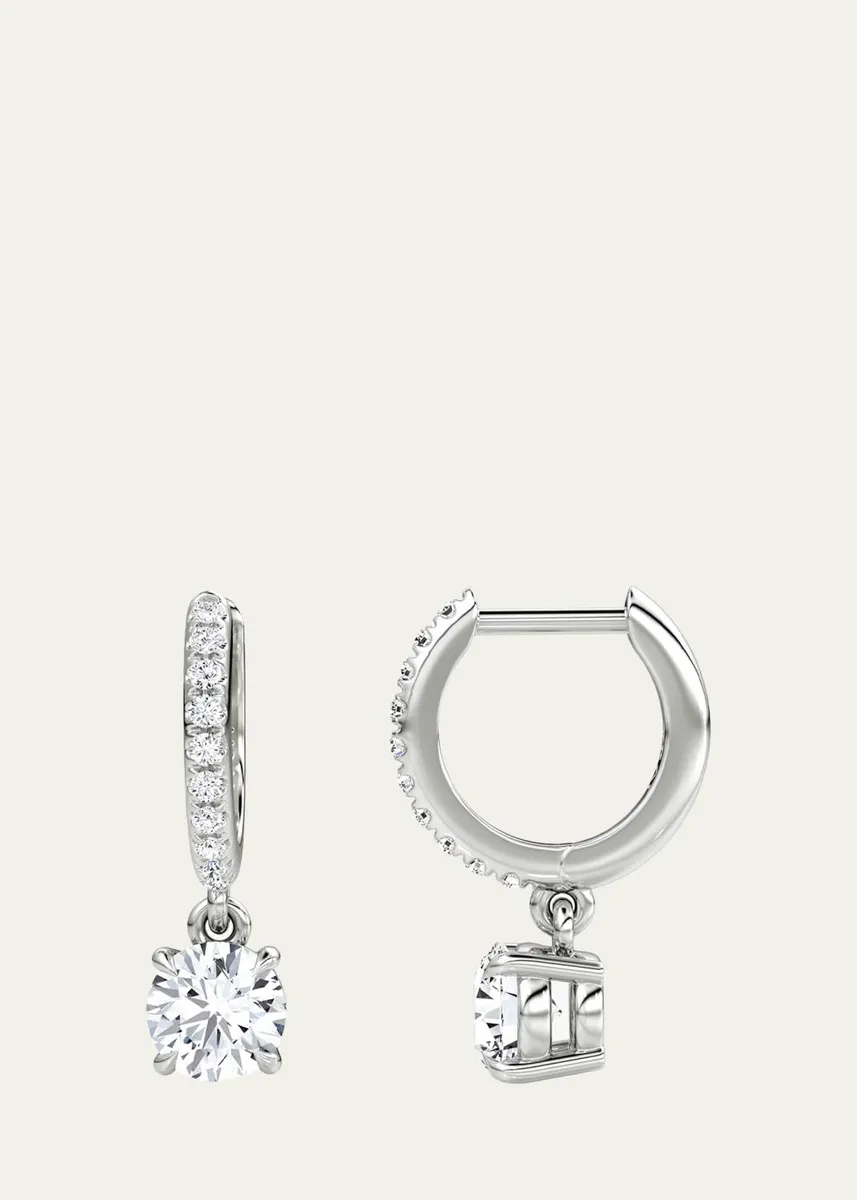 VRAI 14K White Gold Lab-Grown Diamond Solitaire Drop Huggie Earrings | Thumbnail 3