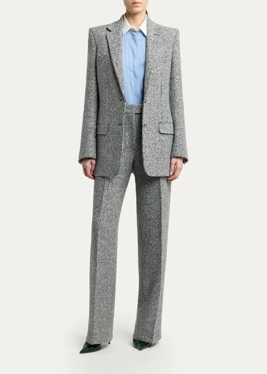 Tom Ford Sequined Broken Chevron Tweed Single-Breasted Western Jacket | Thumbnail 2