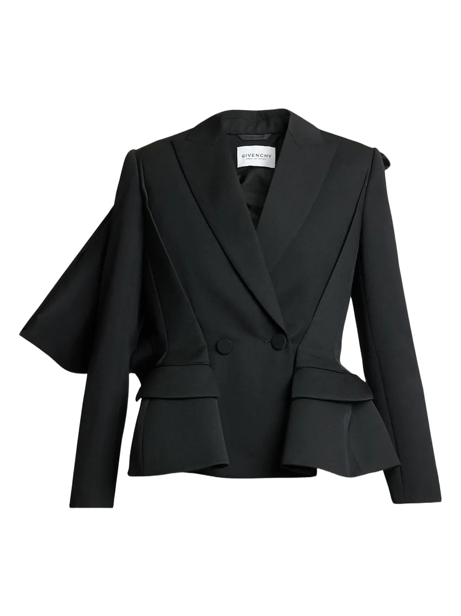 Givenchy Slashed Bow Peplum Blazer Jacket