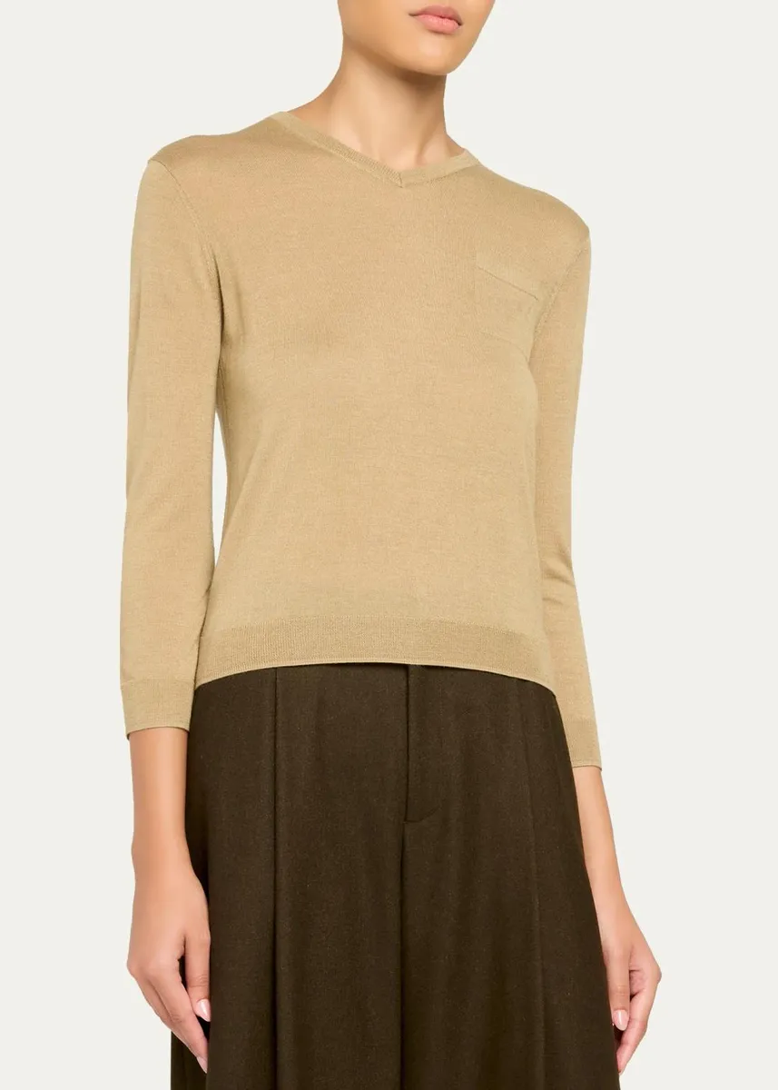 Vince Cashmere-Silk Pocket V-Neck Sweater | Thumbnail 4