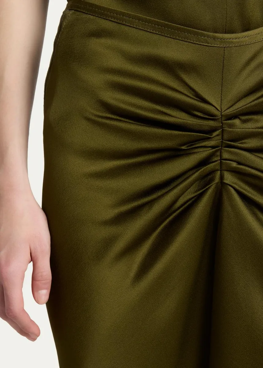 Victoria Beckham Bela Gathered Waist Satin Midi Skirt | Thumbnail 5