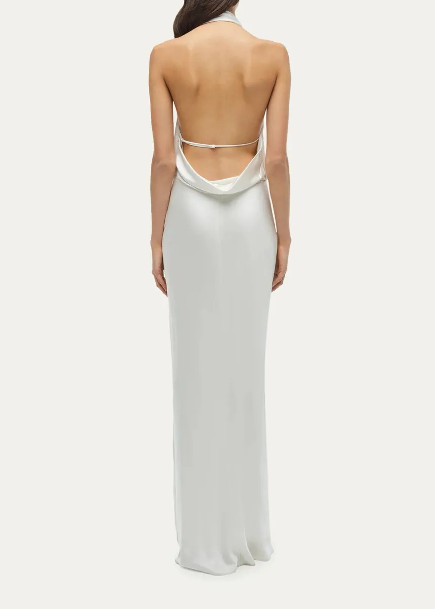 Simkhai Reannon Draped Satin Halter Gown | Thumbnail 3