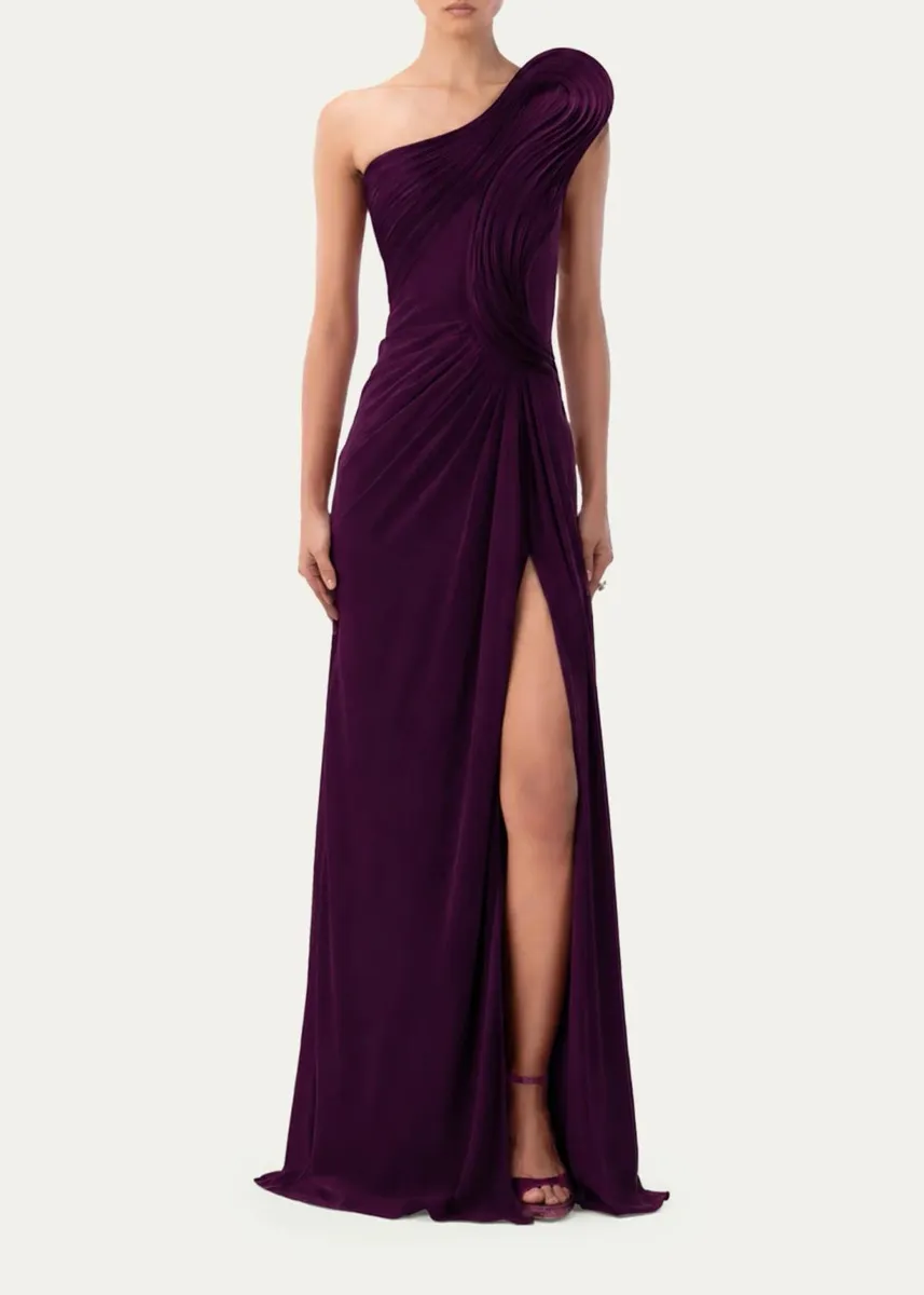 Gaurav Gupta Asymmetric Draped One-Shoulder Slit Gown | Thumbnail 2 Gaurav Gupta Asymmetric Draped One-Shoulder Slit Gown | Thumbnail 2