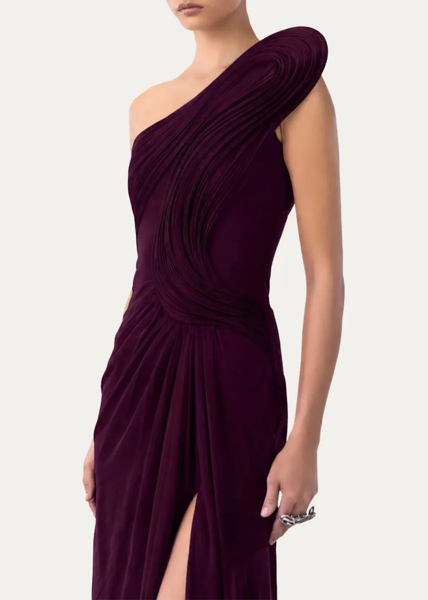 Gaurav Gupta Asymmetric Draped One-Shoulder Slit Gown | Thumbnail 4 Gaurav Gupta Asymmetric Draped One-Shoulder Slit Gown | Thumbnail 4