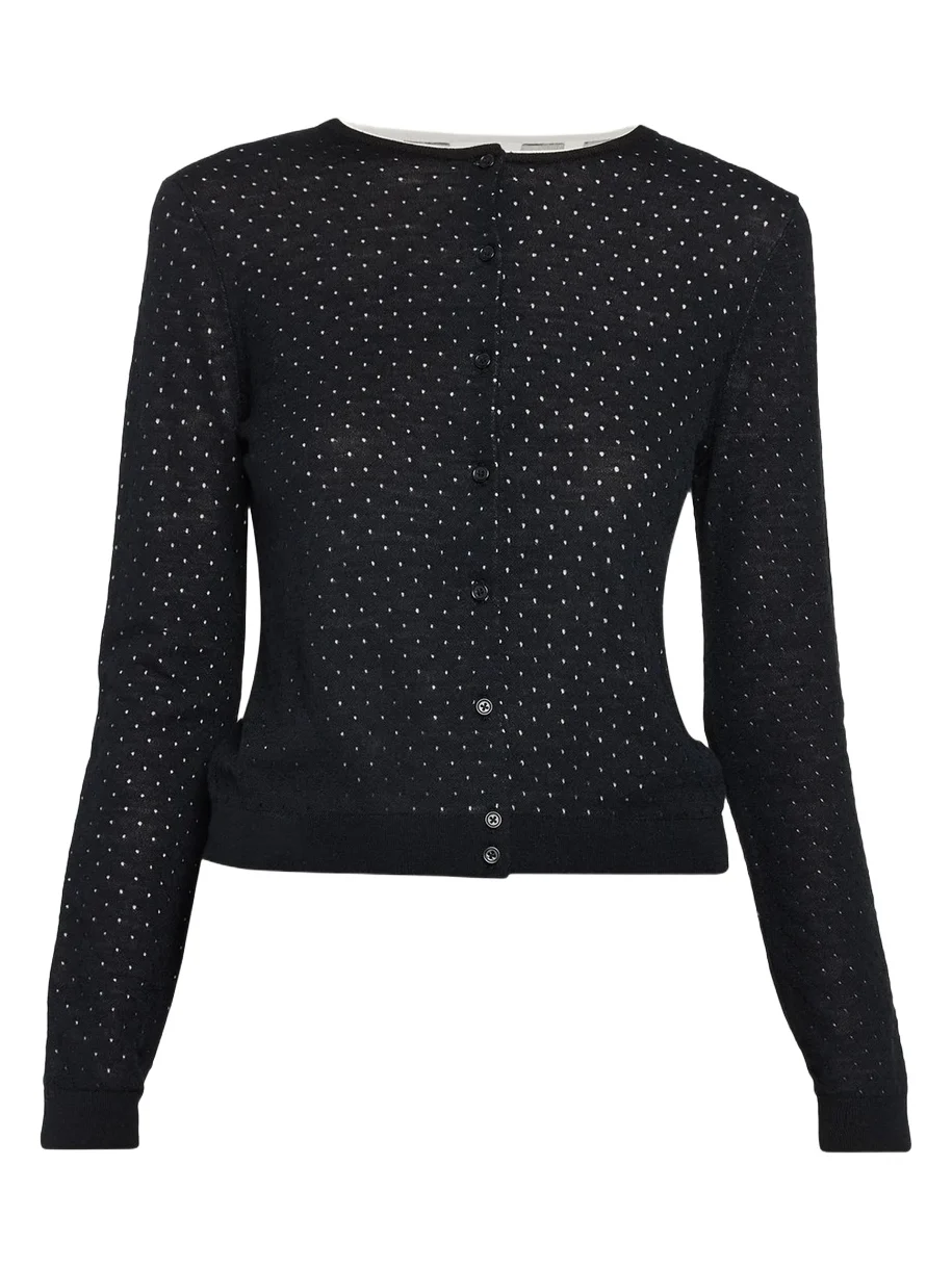 Dotted Wool-Blend Shell Top