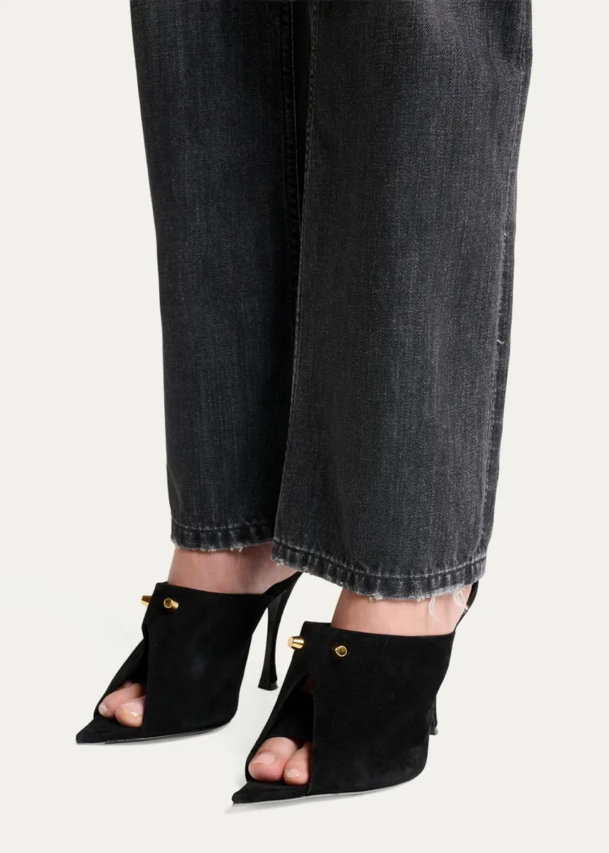 Balenciaga 95mm Suede Peep-Toe Mules | Thumbnail 2 Balenciaga 95mm Suede Peep-Toe Mules | Thumbnail 2
