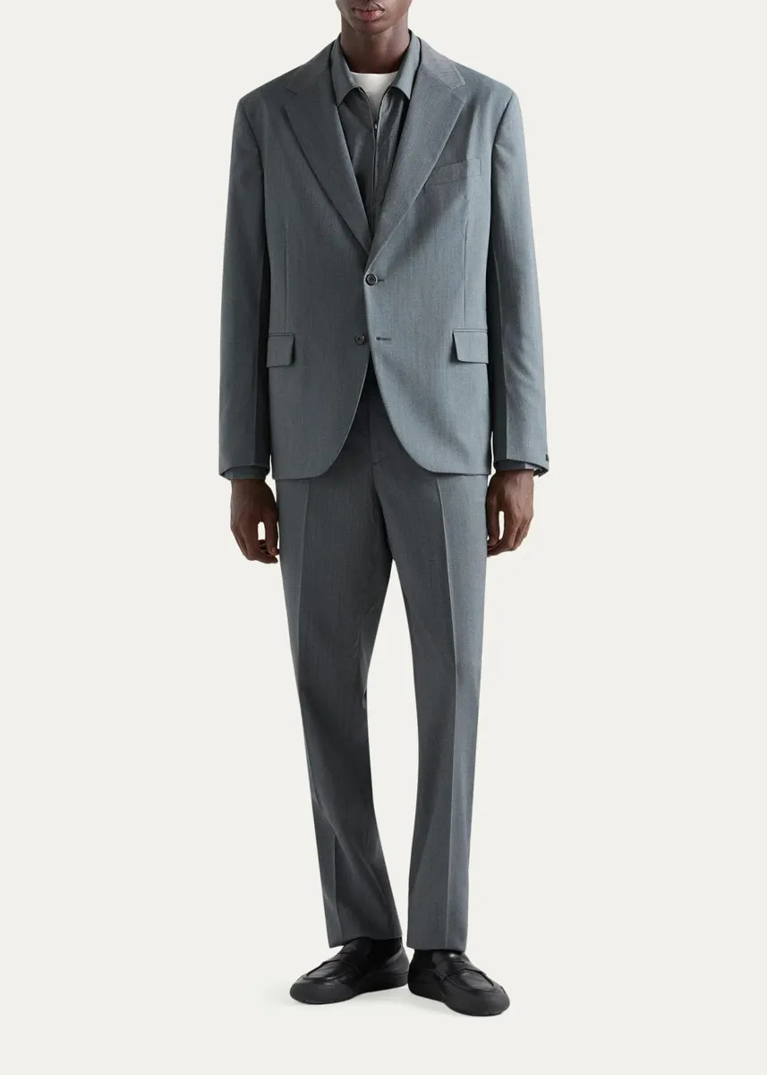 Prada Men's Mouliné Wool Pants | Thumbnail 2 Prada Men's Mouliné Wool Pants | Thumbnail 2