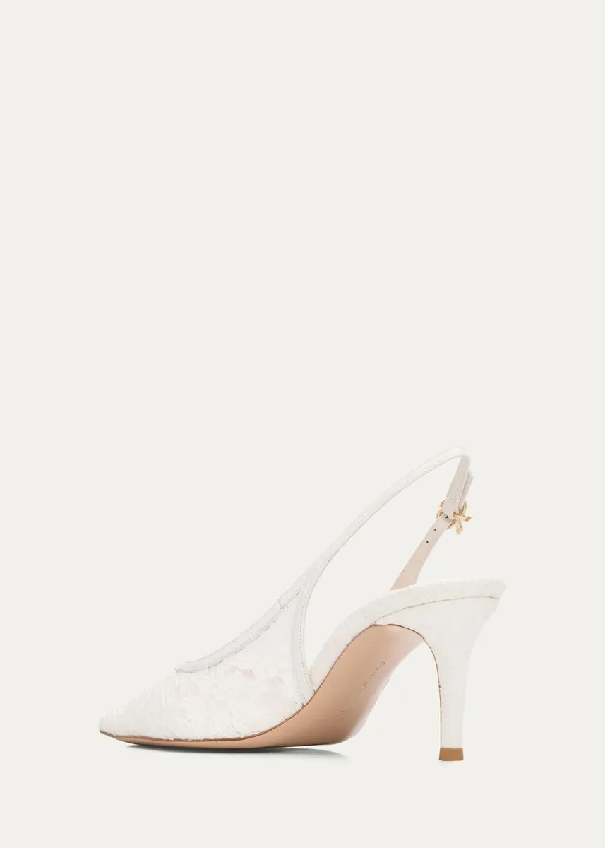 Gianvito Rossi 70mm Floral Lace Slingback Pumps | Thumbnail 4